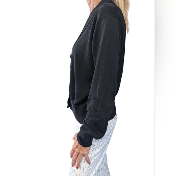 J.Crew Black Cotton Viscose Button Front Cardigan Sweater Size L Classic - Picture 3 of 12